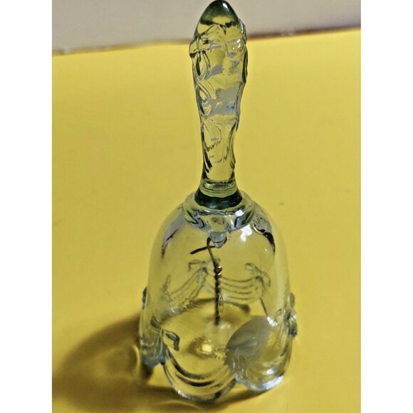 Vintage Fenton Lilac Tinted Glass Drapery Bell w/ Label 4.25" x 2.3" x 2" - Picture 7 of 9